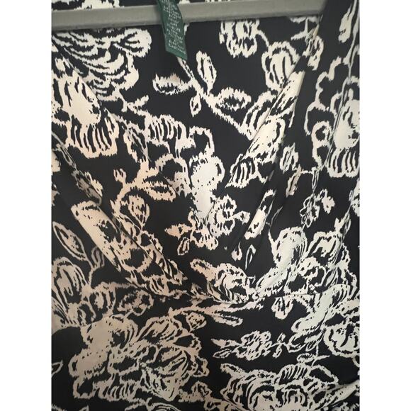 Ralph Lauren Stretchy Black White Floral Midi Dress 12 Romantic Wedding guest - Picture 5 of 10
